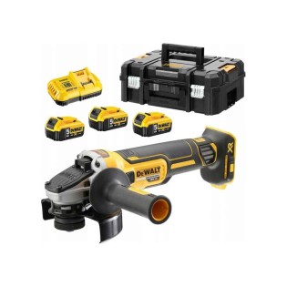 Polizor unghiular cu 3 acumulatori, Li-Ion, 18 V, 5 Ah, 125 mm DeWalt DCG405P3