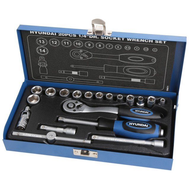 Trusa 20 chei tubulare 1/4 4-14 mm Hyundai HY-59671