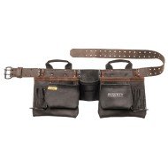 Centura din piele pentru scule Dewalt DWST50112-1, buzunare multiple, suport dublu pentru ciocane Centura din piele pentru scule Dewalt DWST50112-1, buzunare multiple, suport dublu pentru ciocane