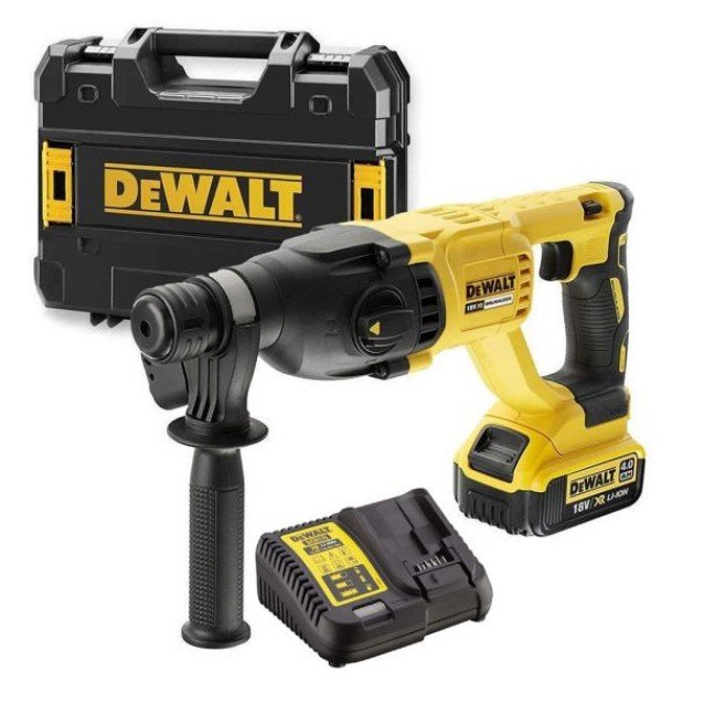 Ciocan rotopercutor cu acumulator 18V Dewalt DCH133M1-QW, SDS Plus, 2.6 J, 1 x acumulator 4 Ah, incarcator si valiza transport Ciocan rotopercutor cu acumulator 18V Dewalt DCH133M1-QW, SDS Plus, 2.6 J, 1 x acumulator 4 Ah, incarcator si valiza transport