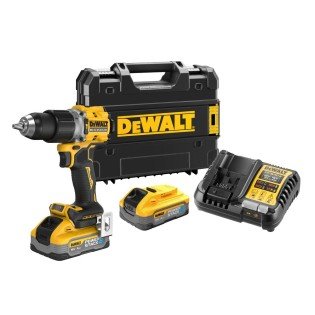 Masina de gaurit si insurubat cu acumulator 18V PowerStack Dewalt DCD805H2T-QW, motor fara perii, cuplu 90 Nm, 2 x acumulator 5.0 Ah, incarcator si valiza transport