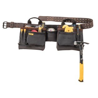 Centura din piele pentru scule Dewalt DWST50112-1, buzunare multiple, suport dublu pentru ciocane Centura din piele pentru scule Dewalt DWST50112-1, buzunare multiple, suport dublu pentru ciocane