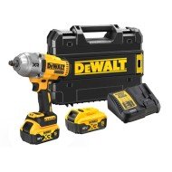 Masina de insurubat cu impact cu acumulator 18V DeWalt DCF900P2T-QW, prindere 1/2 inch patrat, motor fara perii, 1396 Nm, livrata cu acumulatori 2 x 5 ah, incarcator si valiza Tstak