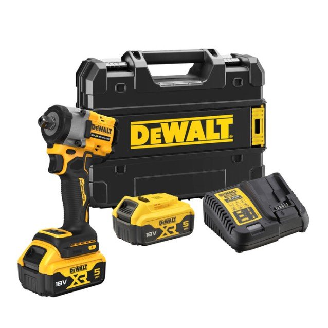 Masina de insurubat cu impact cu acumulator 18V DeWalt DCF922P2T-QW, prindere 1/2 inch patrat, motor fara perii, 406 Nm, livrata cu acumulatori 2 x 5 ah, incarcator si valiza Tstak Masina de insurubat cu impact cu acumulator 18V DeWalt DCF922P2T-QW, prindere 1/2 inch patrat, motor fara perii, 406 Nm, livrata cu acumulatori 2 x 5 ah, incarcator si valiza Tstak