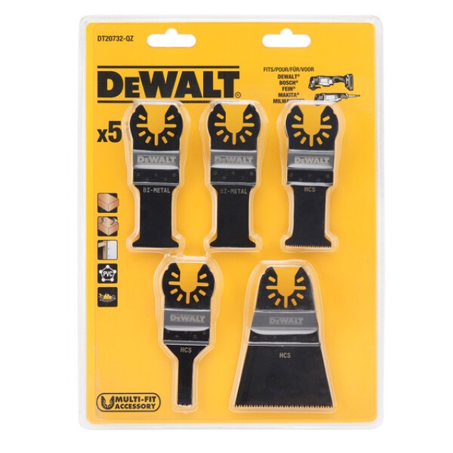 Set 5 lame pentru scule multifunctionale Dewalt DT20732-QZ, pentru lemn