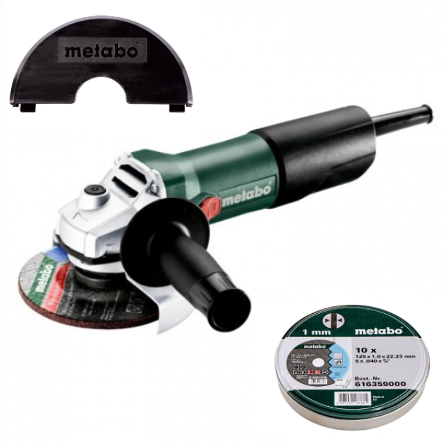 Set polizor unghiular METABO W850 - 125, clema protectie si 10 discuri