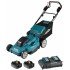Masina de tuns gazonul Makita DLM538CT2 cu acumulator 18V 2 x 5 Ah, latime de taiere 53 cm, cos colector 70l