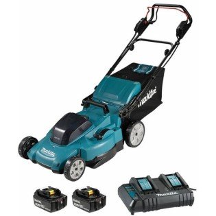 Masina de tuns gazonul Makita DLM539CT2 cu acumulator 18V 2 x 5 Ah, latime de taiere 53 cm, cos colector 70l, autopropulsie