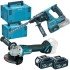 Set 2 scule cu acumulator 18V Makita DLX2125TJ1, polizor DGA504Z, ciocan rotopercutor DHR243, 2 x acumulator 5 Ah, incarcator si valize transport
