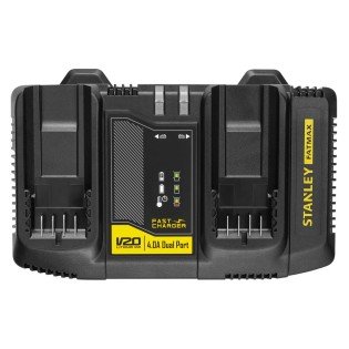Incarcator rapid cu port dublu pentru acumulatori 18V Stanley Fatmax V20 SFMCB24-QW, curent incarcare 4 A Incarcator rapid cu port dublu pentru acumulatori 18V Stanley Fatmax V20 SFMCB24-QW, curent incarcare 4 A