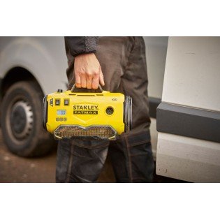 Compresor auto portabil Stanley FatMax SFMCE520B-QW, 11bar/160PSI, alimentare 230V sau 12V DC adaptor bricheta sau acumulator Li-Ion V20 18V, display LED, functie setare presiune automata Compresor auto portabil Stanley FatMax SFMCE520B-QW, 11bar/160PSI, alimentare 230V sau 12V DC adaptor bricheta sau acumulator Li-Ion V20 18V, display LED, functie setare presiune automata