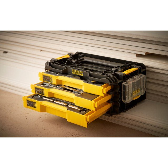 Kit 3 sertare 126 piese STANLEY FATMAX FMMT98107-1, 1/4 si 1/2 inch, conectivitate PRO-STACK , clichet bi-material 120 dinti, tubulare lungi, chei fixe, design durabil, maner pliabil Kit 3 sertare 126 piese STANLEY FATMAX FMMT98107-1, 1/4 si 1/2 inch, conectivitate PRO-STACK , clichet bi-material 120 dinti, tubulare lungi, chei fixe, design durabil, maner pliabil