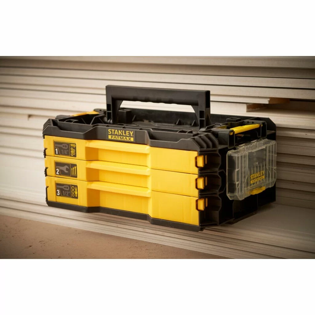 Kit 3 sertare 126 piese STANLEY FATMAX FMMT98107-1, 1/4 si 1/2 inch ...