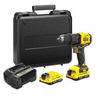 Masina de gaurit si insurubat cu acumulator 18V Stanley SFMCD710D2K-QW, motor fara perii, iluminare LED, 60nM, 2 x acumulator 2.0 Ah, incarcator si valiza transport
