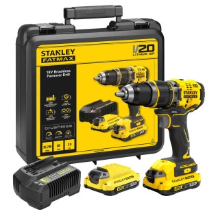 Masina de gaurit si insurubat cu percutie Stanley Fatmax V20 SFMCD721D2K-QW, 80 Nm, 2 x acumulatori 2.0 Ah, incarcator, valiza transport