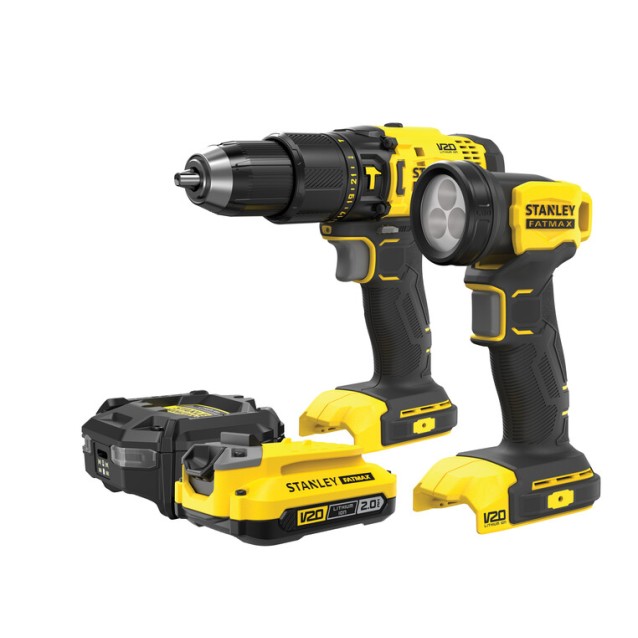 Set 2 scule Stanley FatMax SFMCK210D1-QW masina de gaurit cu percutie, lanterna Led cu acumulator, 1 x 2 ah Set 2 scule Stanley FatMax SFMCK210D1-QW masina de gaurit cu percutie, lanterna Led cu acumulator, 1 x 2 ah