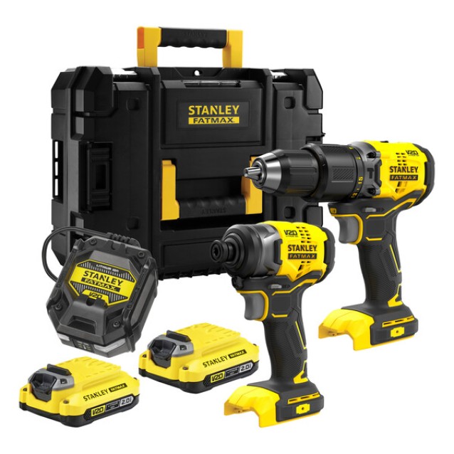 Set 2 scule Stanley FatMax SFMCK461D2T-QW masina de gaurit cu percutie, masina de insurubat cu impact, motor fara perii, 2 x 2 ah + valiza transport Set 2 scule Stanley FatMax SFMCK461D2T-QW masina de gaurit cu percutie, masina de insurubat cu impact, motor fara perii, 2 x 2 ah + valiza transport