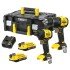Set 2 scule cu acumulator 18V Stanley FatMax SFMCK201D2T-QW masina de gaurit cu percutie, masina de insurubat cu impact, motor fara perii, 2 x acumulator 2.0 Ah + valiza transport