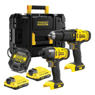 Set 2 scule cu acumulator 18V Stanley FatMax SFMCK465D2T-QW masina de gaurit cu percutie, masina de insurubat cu impact, 2 x acumulator 2.0 Ah + valiza transport