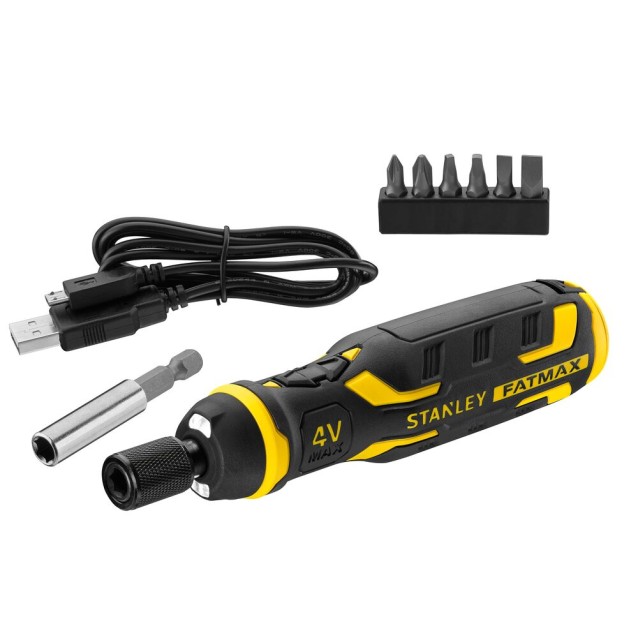 Surubelnita electrica Stanley FatMax 4V FMHT66719-0, baterie reincarcabila de 1.5Ah si cablu USB pentru incarcare usoara, 0.9nm, accesorii