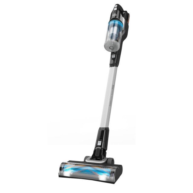 Aspirator vertical pe acumulator 4 in 1 Black Decker PowerSeries Extreme MAX BHFEB520D1, free-standing, acumulator 18V 2.0 Ah, autonomie pana la 42 min, indicator status LED, 3 trepte de aspirare, iluminare LED