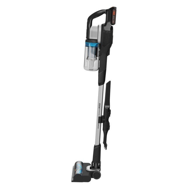 Aspirator vertical pe acumulator 4 in 1 Black Decker PowerSeries Extreme MAX BHFEB520D1, free-standing, acumulator 18V 2.0 Ah, autonomie pana la 42 min, indicator status LED, 3 trepte de aspirare, iluminare LED