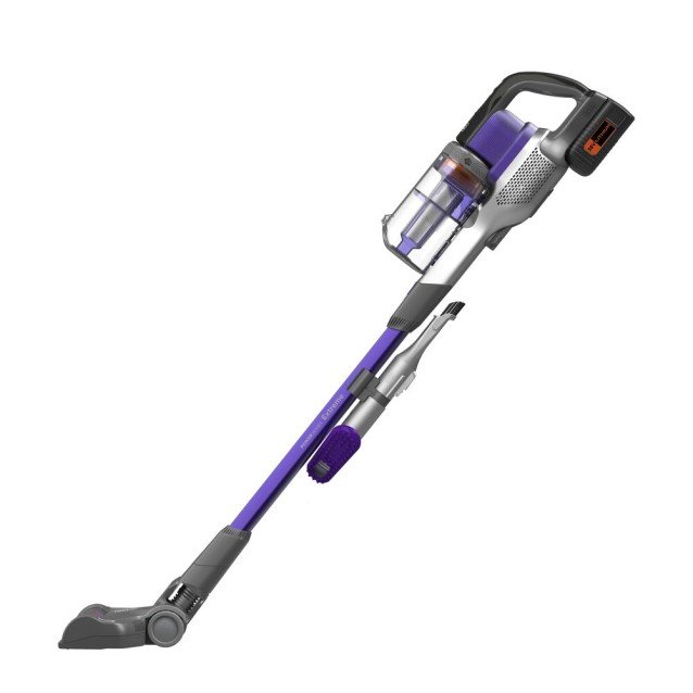 Aspirator vertical pe acumulator 4 in 1 Black & Decker BHFEV362DP-QW, 3 viteze, autonomie pana la 95 min, indicator status LED, capacitate rezervor 0.75 L, perie pentru parul de animale, livrat cu incarcator si acumulator 36 V 2.5 Ah