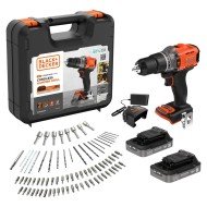 Masina de gaurit si insurubat cu percutie cu acumulator 18V Black Decker BCD383D2XKA-QW, cuplu 45 Nm, 13 mm mandrina, 2 acumulatori x 2.0 Ah, incarcator, cutie depozitare plastic si 80 accesorii Masina de gaurit si insurubat cu percutie cu acumulator 18V Black Decker BCD383D2XKA-QW, cuplu 45 Nm, 13 mm mandrina, 2 acumulatori x 2.0 Ah, incarcator, cutie depozitare plastic si 80 accesorii