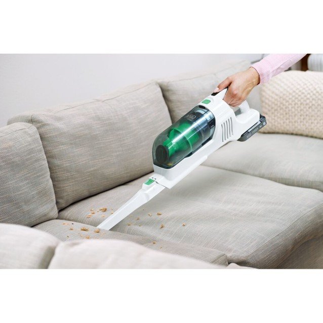 Aspirator vertical 4 in 1 cu acumulator 18V Black Decker REVSV18D1-QW, cu extensie pentru pardosele, carcasa din 50% plastic reciclat, 1 x acumulator 2.0 Ah si incarcator