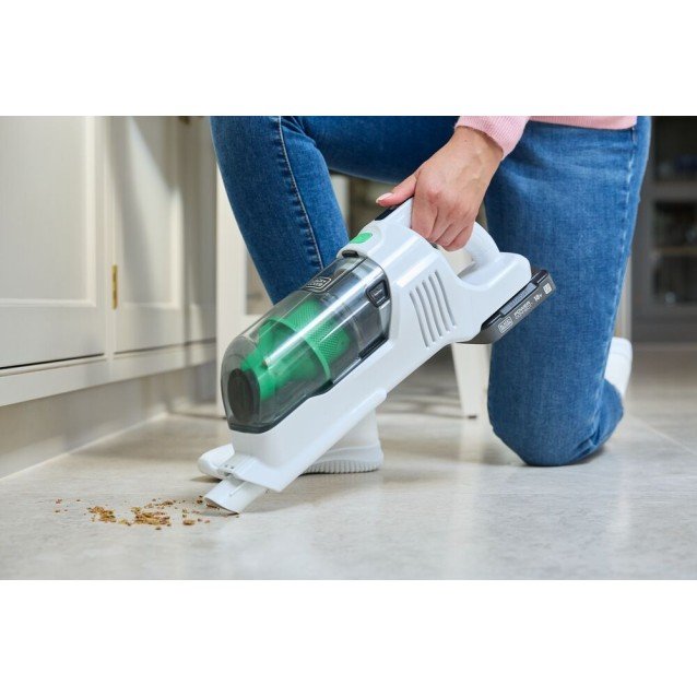 Aspirator vertical 4 in 1 cu acumulator 18V Black Decker REVSV18D1-QW, cu extensie pentru pardosele, carcasa din 50% plastic reciclat, 1 x acumulator 2.0 Ah si incarcator