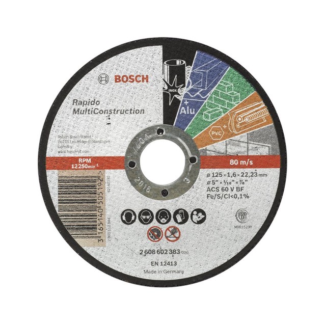 Disc de taiere Rapido Multiconstruct Bosch 125 x 1.6