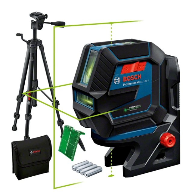 Nivela laser cu linii si puncte Bosch GCL 2-50 G plus RM 10, BT 150 HD