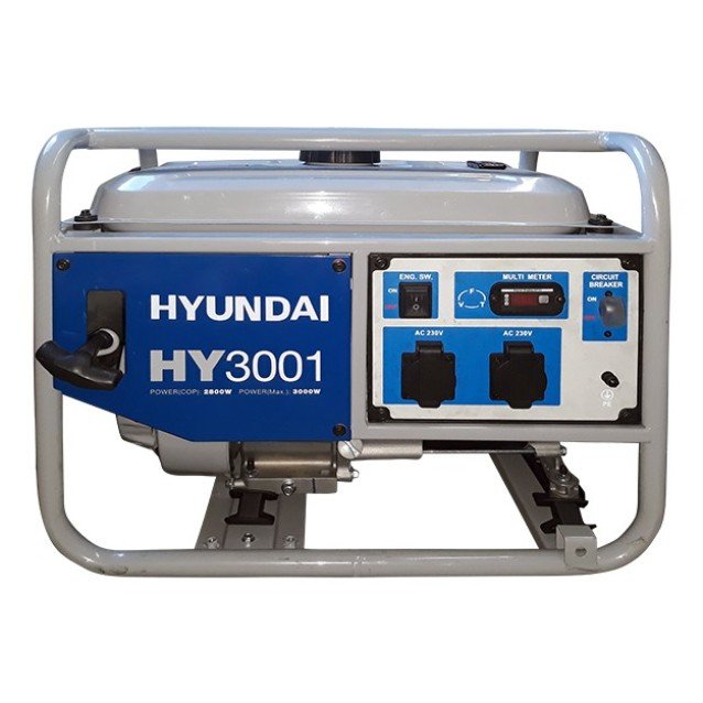 Generator de curent monofazat cu motor pe benzina Hyundai HY3001, 3.1 kVA