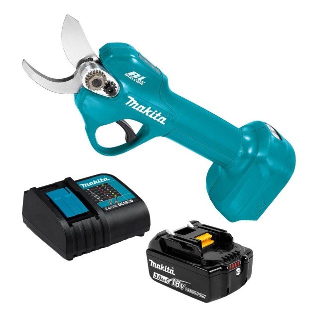 Foarfeca pentru gradina cu acumulator 18V Makita DUP181SF, motor fara perii, grosime maxima de taiere 30 mm, livrata cu 1 x acumulator 3.0 Ah si incarcator