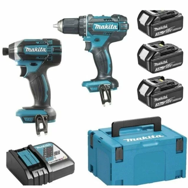 Set 2 masini Makita DLX2127J1, masina de gaurit si insurubat DDF482, masina de insurubat cu impact DTD152, 3 acumulatori 18 V / 3.0 Ah, cutie Makpac 3 Set 2 masini Makita DLX2127J1, masina de gaurit si insurubat DDF482, masina de insurubat cu impact DTD152, 3 acumulatori 18 V / 3.0 Ah, cutie Makpac 3