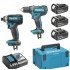 Set 2 masini Makita DLX2127J1, masina de gaurit si insurubat DDF482, masina de insurubat cu impact DTD152, 3 acumulatori 18 V / 3.0 Ah, cutie Makpac 3