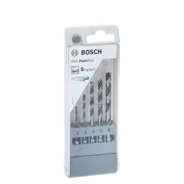 Set 5 burghie coada hexagonala pentru metal Bosch HSS PointTeQ 2 -6 mm
