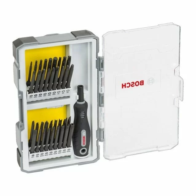 BOSCH Set biti lungi extraduri cu maner de antrenare in cutie de plastic 37 de piese