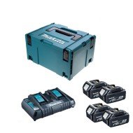 Set 4 acumulatori Makita 18V 5.0 Ah, incarcator dublu si valiza transport 