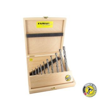 Set 10 burghie cu varf din carburi metalice pentru lemn 3 - 12 mm FAMAG 1593.510 Set 10 burghie cu varf din carburi metalice pentru lemn 3 - 12 mm FAMAG 1593.510