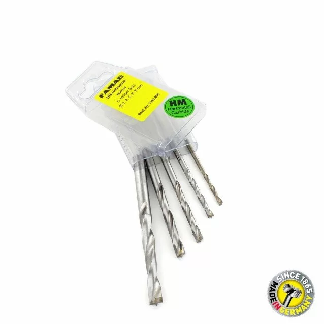 Set 5 burghie cu varf din carburi metalice pentru lemn 3 - 8 mm FAMAG 1593.805