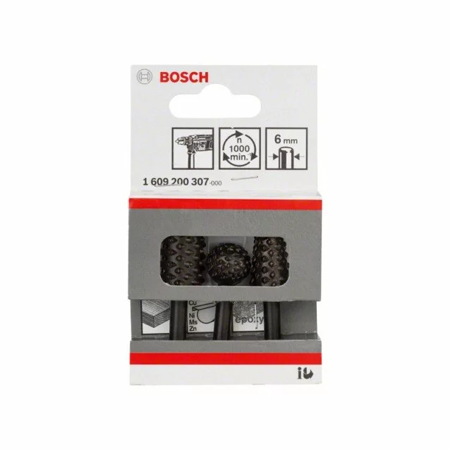 Set 3 freze raspel lemn/materiale neferoase 6mm Bosch
