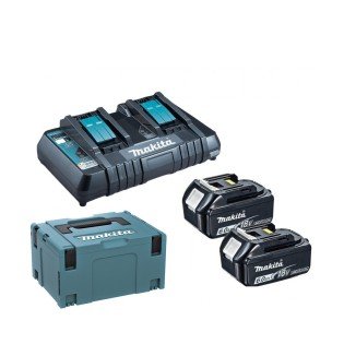 Set 2 acumulatori Makita 18V 6.0 Ah, incarcator dublu si valiza transport