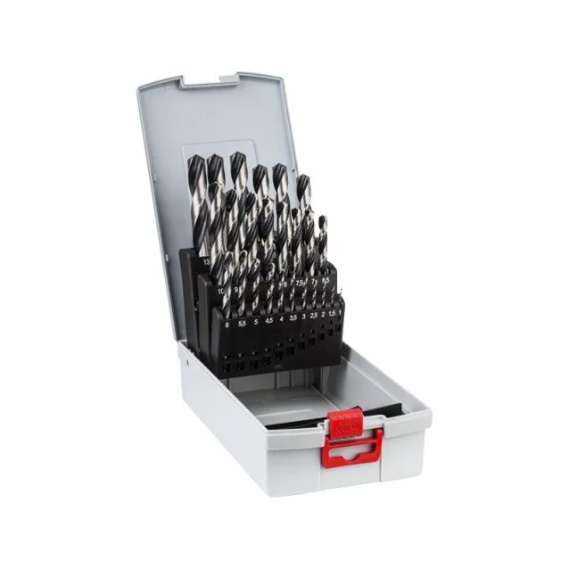 Set de 25 de burghie spirale HSS Bosch PointTeQ ProBox