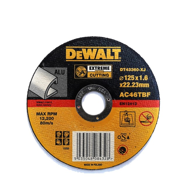 Disc abraziv pentru taiere aluminiu DeWALT EXTREME® 125x1,6 mm