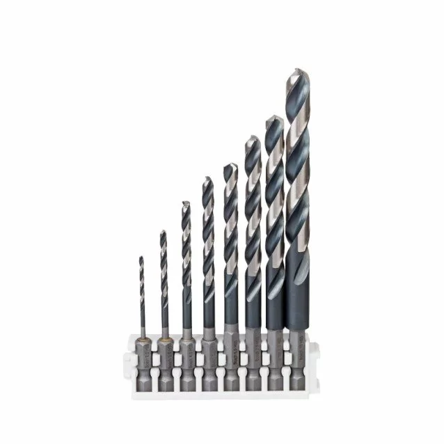 Set de 8 burghie HSS cu antrenare hex 1/4 Bosch Impact Control