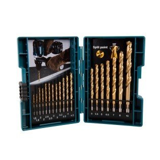 Set 19 burghie coada cilindrica pentru metal HSS-Tin Makita Set 19 burghie coada cilindrica pentru metal HSS-Tin Makita