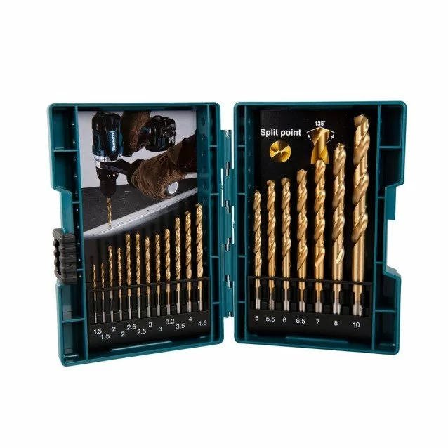 Set 19 burghie coada cilindrica pentru metal HSS-Tin Makita